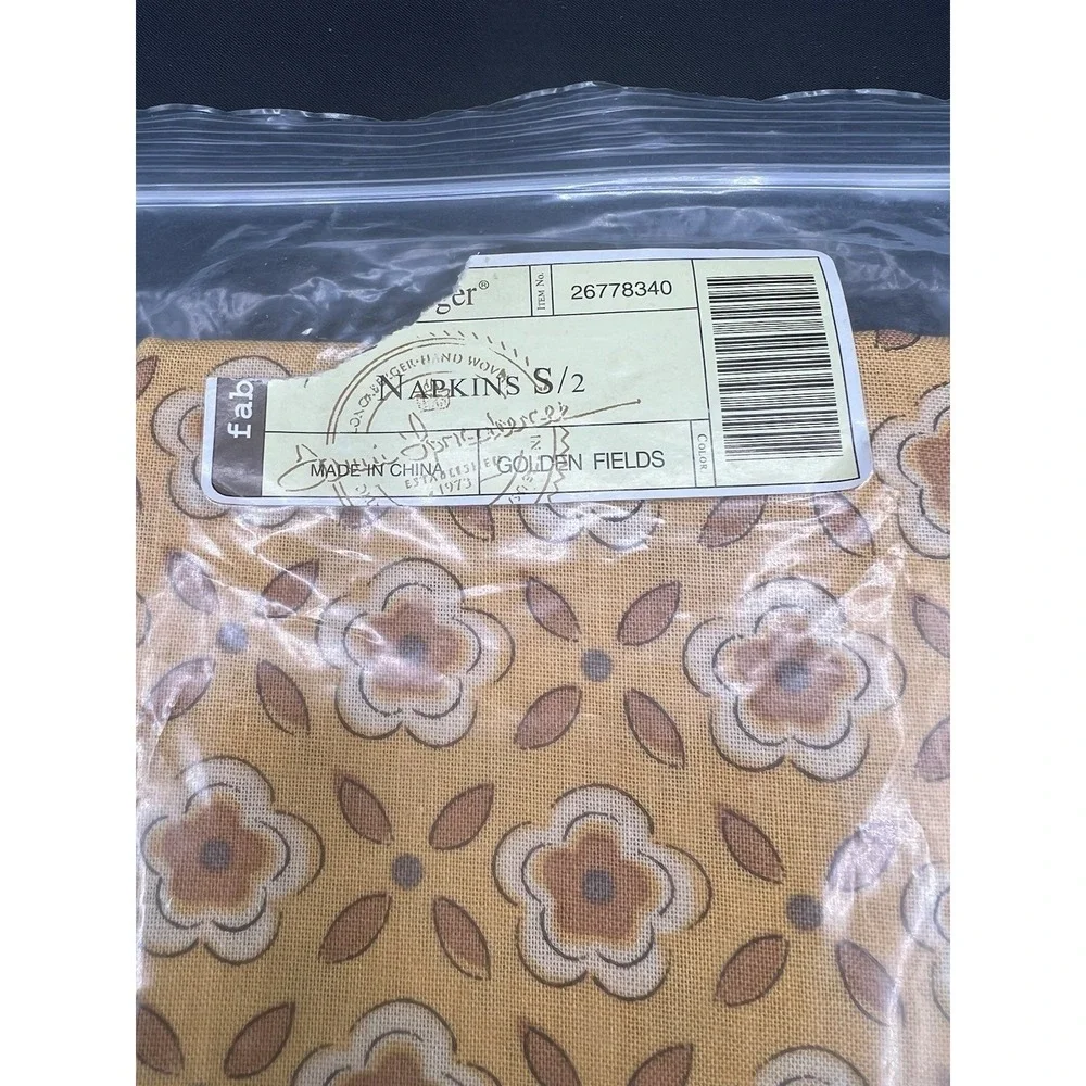 🌾‎ Longaberger Fabric Napkins (2-Pack) – Golden Fields Pattern 🍽️